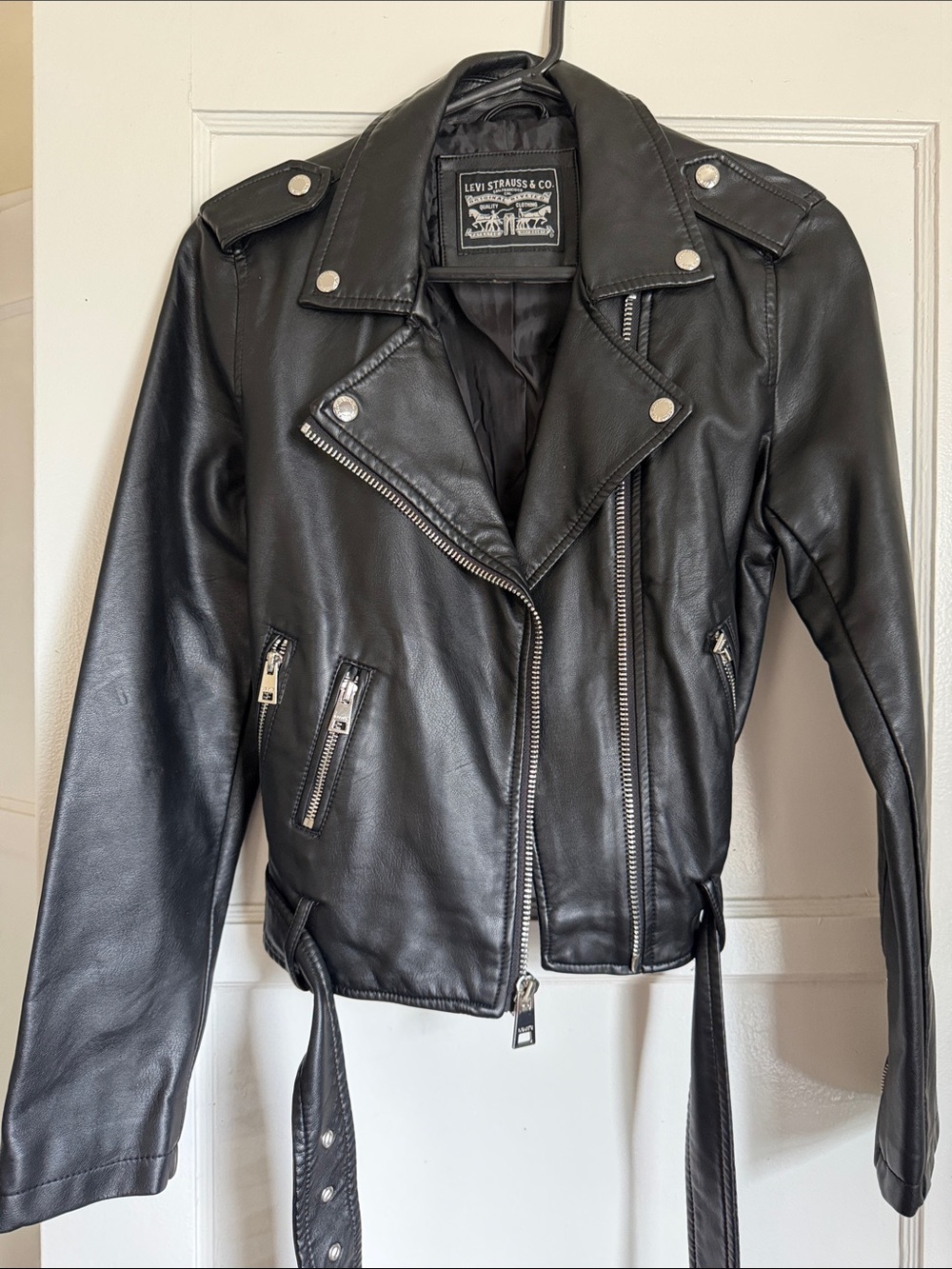 Levi's Black Leather Asymmetrical Biker Jacket